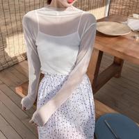 See-through Mesh Lace Long Sleeve Top - Thumbnail 3