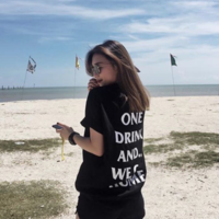 ONE DRINK AND WE GO HOME T SHIRT IN BLACK ( WHITE TEXT ) - Thumbnail 3