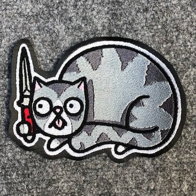 KNIFECAT embroidered patch (grey)