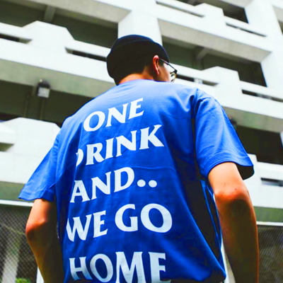 One drink and we go home t shirt in blue