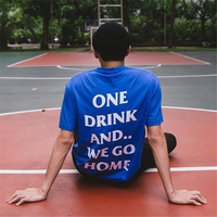 ONE DRINK AND WE GO HOME T SHIRT IN BLUE - Thumbnail 1