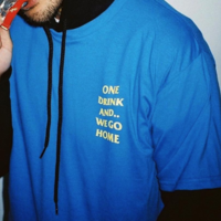 ONE DRINK AND WE GO HOME T SHIRT IN BLUE - Thumbnail 2
