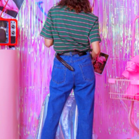 RETRO STRIPE T SHIRT IN GREEN - Thumbnail 1