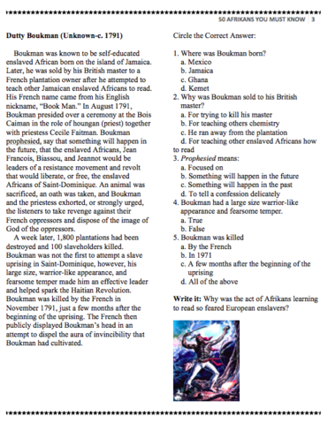 Image of 50 Afrikans You Must Know Vol. 1: Reading Comprehension Workbook