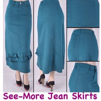 KENZIE LONG RUFFLE SKIRT TURQUOISE - Thumbnail 1