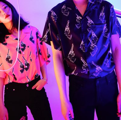 Free Shipping-CYBER GOTH GUNS SHIRT