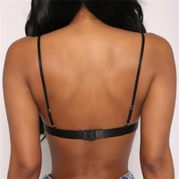 Sexy Mesh Floral Embroidery Black Bralette Bra Crop Top - Thumbnail 3