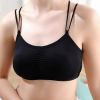Sexy Cotton Back Cross Strap Bra Bralette Crop Top in Black and White - Thumbnail 1