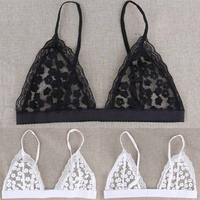 Sexy Sheer Floral Lace Bra in Black and White - Thumbnail 1
