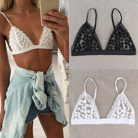 Sexy Sheer Floral Lace Bra in Black and White - Thumbnail 4
