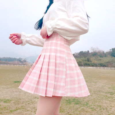 Plaid High Waist Pleated Skirt
