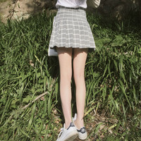 Plaid High Waist Pleated Skirt - Thumbnail 4