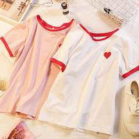 Sweet Red Heart Embroidery Tee - Thumbnail 1