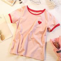 Sweet Red Heart Embroidery Tee - Thumbnail 2