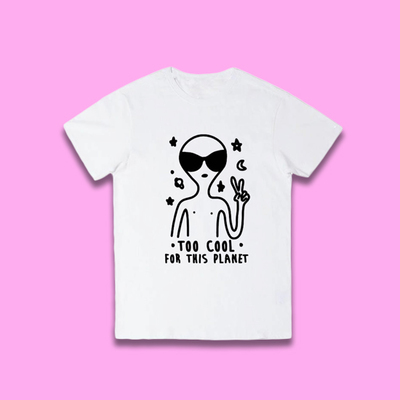 Too cool for this planet t shirt in white