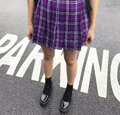 VIOLET PLAID SKIRT (XS-XXL)