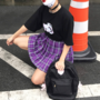 VIOLET PLAID SKIRT (XS-XXL)-2