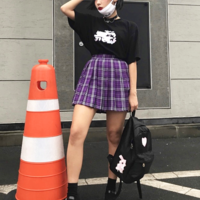 VIOLET PLAID SKIRT (XS-XXL) - Thumbnail 3