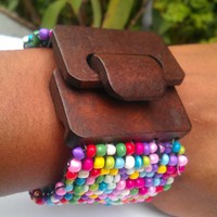 Mosaic Bead w/ Wood Buckle - Thumbnail 2