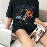 MISSION TO MARS Planet Printed Black Tee - Thumbnail 1