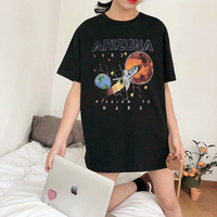 MISSION TO MARS Planet Printed Black Tee - Thumbnail 2