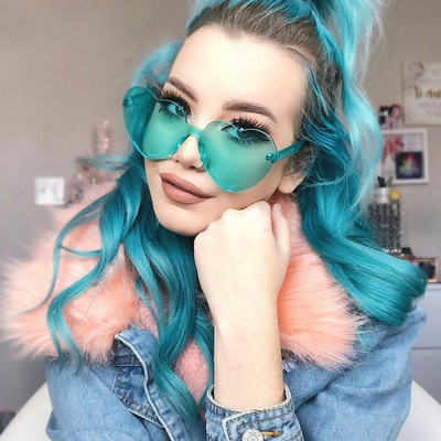 Cute heart shape rimless clear sunglasses - Thumbnail 5