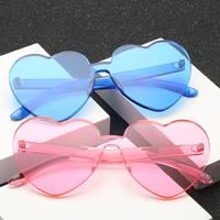Cute Heart Shape Rimless Clear Sunglasses - Thumbnail 2