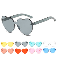 Cute Heart Shape Rimless Clear Sunglasses - Thumbnail 3