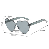 Cute Heart Shape Rimless Clear Sunglasses - Thumbnail 4