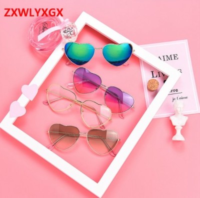 Pop Color Heart Shape Cute Summer Sunglasses