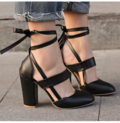 Sexy Black Lace up High heels Fashion Shoes