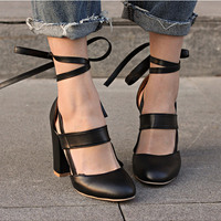 Sexy Black Lace up High heels Fashion Shoes - Thumbnail 1