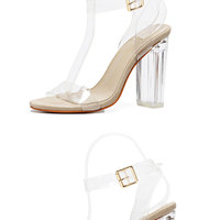 Stylish Transparent Ankle Strap High heels Sandals - Thumbnail 2