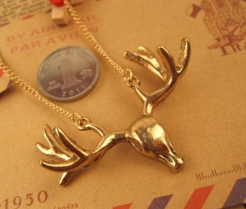 Golden Delicate Deer Antler Necklace