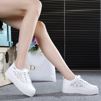 White Lace Cut Out Casual Shoes for Women - Thumbnail 2