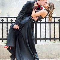 Black Two Piece Prom Dresses Split Side with Beading - Thumbnail 2