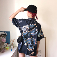 Harajuku Dragon Print Short Sleeve Shirt - Thumbnail 2