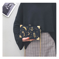 Whimsical Stars and Moon Velvet Chain Clutch Bag Shoulder Bag - Thumbnail 2