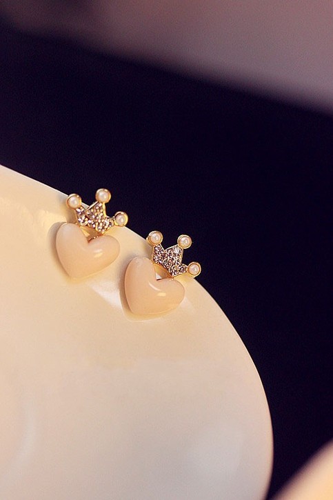 Crystal Crown Heart Earrings