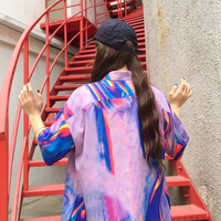 Cyber Punk Purple Holographic Printed Shirt - Thumbnail 3