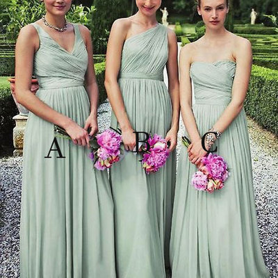 Mismatch sage long bridesmaid dresses for wedding - Thumbnail 5