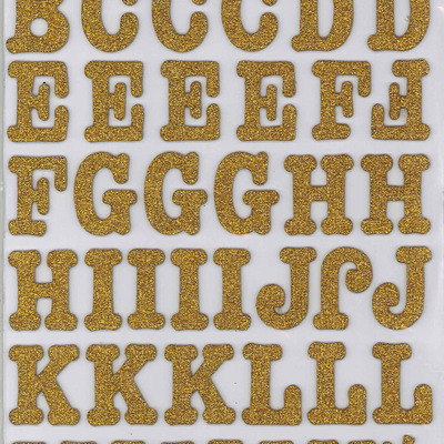 Thickers chipboard gold glitter roller rink letter stickers 6x11"