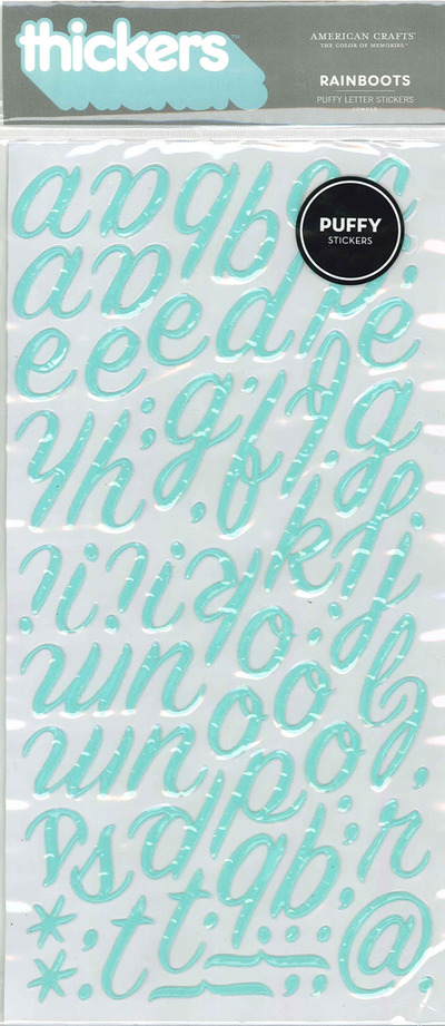 Thickers Puffy Powder Blue Rainboots Letter Stickers 6x11"