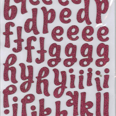 Thickers chipboard mulberry glitter lax letter stickers 6x11"