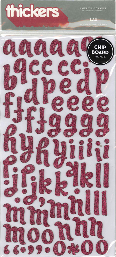 Thickers Chipboard Mulberry Glitter LAX Letter Stickers 6x11"