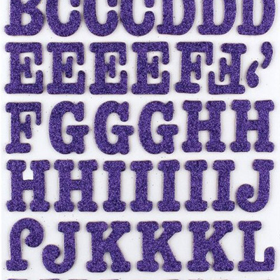 Thickers chipboard plum glitter roller rink letter stickers 6x11"