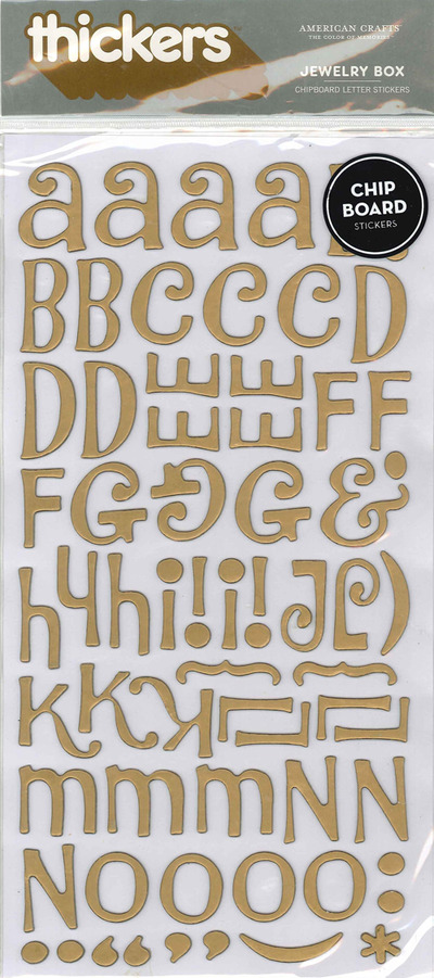 Thickers Chipboard Gold Jewelry Box Letter Stickers 6x11"