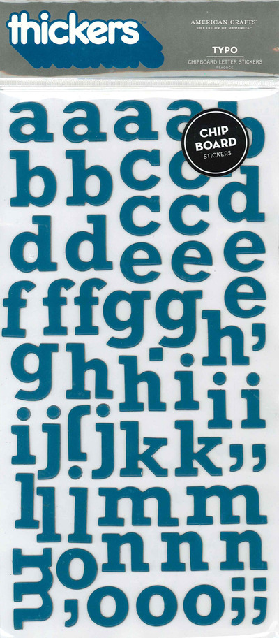 Thickers Chipboard Peacock Typo Letter Stickers 6x11"