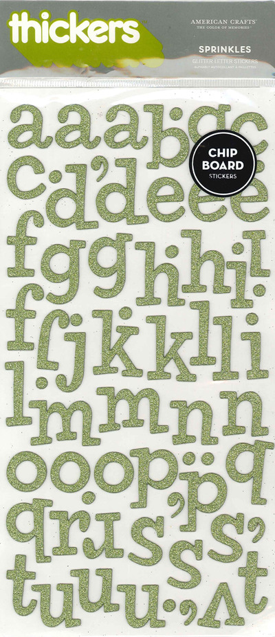 Thickers Chipboard Green Sprinkles Letter Stickers 6x11"
