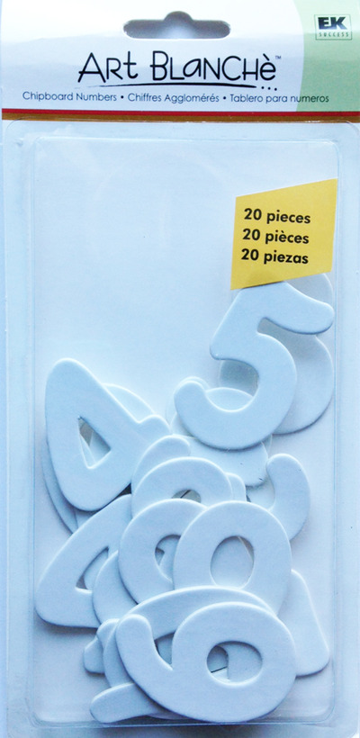 EK Success White Chipboard Numbers 1